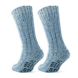 GoWith 2 Paar Bequeme und Rutschfeste Baumwoll-Socken für Damen, Dicke Thermosocken, Warmhaltende Haussocken, Krankenhaus Socken, Geschenk, Modell 2043 von GoWith