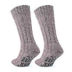 GoWith 2 Paar Bequeme und Rutschfeste Baumwoll-Socken für Herren, Dicke Thermosocken, Warmhaltende Haussocken, Krankenhaus Socken, Geschenk, Modell 6043 von GoWith