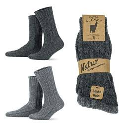 GoWith 2er Paar Alpakasocken, Weiche und Bequeme Herren und Damen Wintersocken, Thermo-Effekt Crew Wollsocken Vorgewaschen, Grau Anthrazit, Größe 35-38, Model: 3094 von GoWith