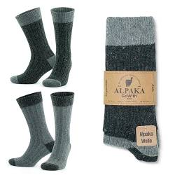 GoWith 2er Paar Alpakasocken, Weiche und Bequeme Herren und Damen Wintersocken, Thermo-Effekt Crew Wollsocken Vorgewaschen, Grau Anthrazit, Größe 35-38, Model: 3096 von GoWith