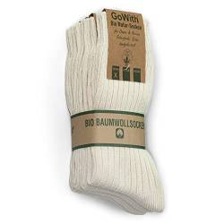 GoWith 4 Paar 97% Gekämmte Natur Baumwolle Socken, Seamless Dicke Bio Socken für Herren und Damen, Gewaschen Arbeitsocken, Atmungsaktiv Wandersocken, Boot Socken für Outdoor, 35-37 Model: 3013 von GoWith