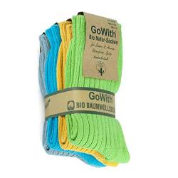 GoWith 4 Paar 97% Gekämmte Natur Baumwolle Socken, Seamless Dicke Bio Socken für Herren und Damen, Gewaschen Arbeitsocken, Atmungsaktiv Wandersocken, Boot Socken für Outdoor, Grau, 35-37 Model: 3014 von GoWith