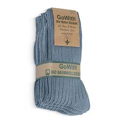 GoWith 4 Paar 97% Gekämmte Natur Baumwolle Socken, Seamless Dicke Bio Socken für Herren und Damen, Gewaschen Arbeitsocken, Atmungsaktiv Wandersocken, Boot Socken für Outdoor, Gray, 35-37 Model: 3012 von GoWith