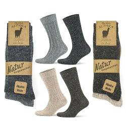 GoWith 4 Paar Wolle Alpakasocken für Damen und Herren, Thermo-Effekt Wintersocken, Crew Wollsocken, Vorgewaschen, Wandersocken, 4 Paar, Assortie 35-38, Mod: 3095 von GoWith