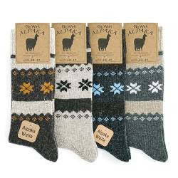 GoWith 4 Paar Wolle Alpakasocken für Damen und Herren, Thermo-Effekt Wintersocken, Crew Wollsocken, Vorgewaschen, Wandersocken, 4 Paar, Assortie 43-46, Mod: 3097 von GoWith