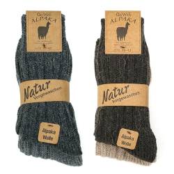 GoWith 4er Paar Alpakasocken, Weiche und Bequeme Herren und Damen Wintersocken, Thermo-Effekt Crew Wollsocken Vorgewaschen, Assortie, Größe 35-38, Model: 3094 von GoWith