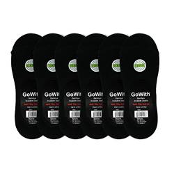 GoWith 6 Paar Anti Rutsch Bambus (Viskose) Sneakersocken für Damen Herren, Kurze Füßlinge mit Silikonpad, No Show Socken, Atmungsaktiv, Schwarz Weiß von GoWith