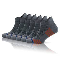 GoWith 6 Paar Bambus Sportsocken für Herren & Damen, Kurz Socken, Wandersocken, Laufsocken Atmungsaktiv, Sneakersocken, mit Geschenk Box, mit Dynamischem Halt und Flexibilität Grau 3150 von GoWith