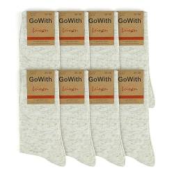 GoWith 8 Paar Natur Bunte Leinen Baumwolle Socken für Damen, Spitze Handgekettelt, Vorgewaschen, Sneaker, Crew Socken, Gesundheitssocken, Ohne Naht von GoWith