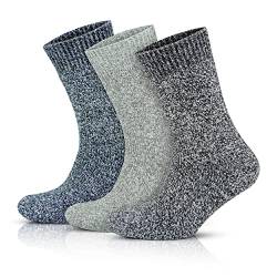 GoWith Norwegian Thermal Crew Wool Socks for Men, Winter Boots Socks Gifts For Mens, 3 Pairs, Shoe Size: 10-12, Grey von GoWith