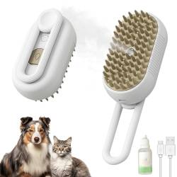 Gobesty Katzenbürste Mit Dampf, Steamy Brush Katze Hundebürste, Katzenbürste Mit Wasser, Dampfbürste Hund, Fusselbürste Reinigungsbürste Mit Essenz Zur Pflege Für Massage,Pflege Und Haarentfernung von Gobesty