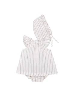 Gocco Unisex-Baby CONJUNTO Vestido Con CAPOTA Rayas Multic Kleid, Blanco ROTO, von Gocco