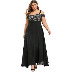 Godathe Damen Kleid Mode Große Größen Knielang Asymmetrisch Elegant Abendkleider Für Mollige Frauen Kurzarm Maxikleider Festlich Hochzeit Kleider Übergröße Schönes Tunikakleid Partykleid von Godathe