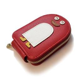 GodbTG Cute Penguins PU Credit Card Coin Wallet, Women's Credit Card Wallet Leather Wallet Zip Coin Purse (Red) von GodbTG