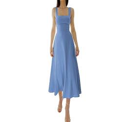 GodbTG New Women's Thick Straps Midi Dress, Women's Thick Straps Dressretch, Summer Women's Thick Strap Slim-fit Waist Dress (Light Blue,M) von GodbTG