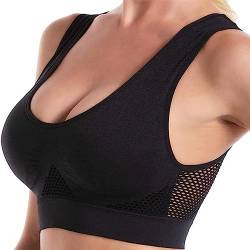 GodbTG Ultra-Breeze Lift Air Bra, Breathable Cool Lift-Up Air Bra, Seamless Wireless Cooling Comfort Breathable Bra Removable Pads (Black,2XL) von GodbTG