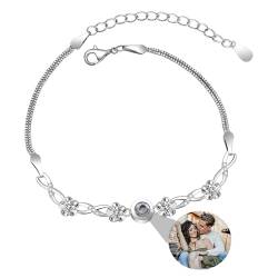 Benutzerdefinierte Foto Armband Personalisierte Foto Projektion Armband Kreis Foto Armbänder mit Bild im Inneren Memorial Foto Geschenke für Frauen/Männer/Paar/Freunde von Godchoices