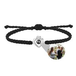 Godchoices Benutzerdefinierte Foto Projektion Armband mit Bild Innen Personalisierte Herz Foto Projektion Armband für Frauen Männer 100 Sprachen ​​ Ich liebe Sie Armband Verstellbare Seil Armbänder von Godchoices