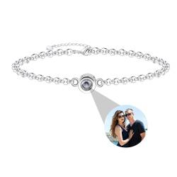 Godchoices Bilderarmband mit personalisiertem Foto, individuelles kreisförmiges Fotoarmband, Fotoprojektionsarmband mit Bild innen, individuelle Fotogeschenke für Frauen/Männer/Familie/Paar/Freunde von Godchoices