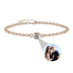 Godchoices Bilderarmband mit personalisiertem Foto, individuelles kreisförmiges Fotoarmband, Fotoprojektionsarmband mit Bild innen, individuelle Fotogeschenke für Frauen/Männer/Familie/Paar/Freunde von Godchoices