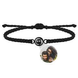 Personalisiertes Foto Armband Foto Projektions Armband Kreis Foto Armbänder mit Bild im Inneren Geflochtenes Armband für Frauen/Männer Geburtstag Weihnachts Geschenk für Paar/Beste Freundin von Godchoices