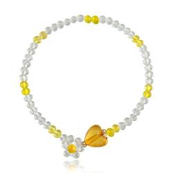 GodlSoon Personalisiertes Armband, Damen-Persönlichkeitsarmband, Herz-Blumen-Form, Imitation von Kristallperlen, Kettenarmbänder, Damen- und Mädchen-Geburtstagsschmuck (Color : Yellow) von GodlSoon
