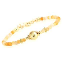GodlSoon Personalisiertes Armband, buntes Edelstein-Perlen-Kettenarmband for Damen und Mädchen, einfacher Handschmuck (Color : Orange) von GodlSoon