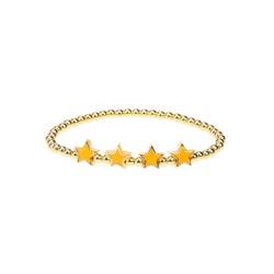 GodlSoon Personalisiertes Armband, sternförmiges Edelstein-Perlen-Kettenarmband for Damen und Mädchen, Handschmuck (Color : Orange) von GodlSoon