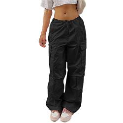 Godoboo Damen Cargohose Y2K Baggy Hippie Lang Hose Jogginghose Freizeithosemit Seitentaschen Vintage Oversized Cargohose High Waist Classics Hose Cargo Hose von Godoboo