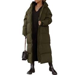 Godoboo Damen Daunenjacke Lang Pufferjacke Verdickter Kapuzenmantel Damen Winterjacke Casual Wintermantel Vegan mit Reißverschluss Mode von Godoboo