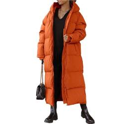 Godoboo Damen Daunenjacke Lang Pufferjacke Verdickter Kapuzenmantel Damen Winterjacke Casual Wintermantel Vegan mit Reißverschluss Mode von Godoboo