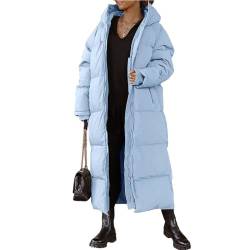 Godoboo Damen Daunenjacke Lang Pufferjacke Verdickter Kapuzenmantel Damen Winterjacke Casual Wintermantel Vegan mit Reißverschluss Mode von Godoboo