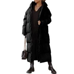 Godoboo Damen Daunenjacke Lang Pufferjacke Verdickter Kapuzenmantel Damen Winterjacke Casual Wintermantel Vegan mit Reißverschluss Mode von Godoboo