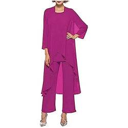 Godoboo Damen Hosenanzug Spitze Ärmellos Chiffon Set 3 Teiliges Set Spitze Chiffon Shirt Und Hohe Hosenanzug Dreiteilig Hosenanzug Cocktail Party Spitzen Vintage Lange Hose Abendanzug Outfit von Godoboo