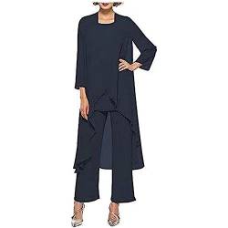 Godoboo Damen Hosenanzug Spitze Ärmellos Chiffon Set 3 Teiliges Set Spitze Chiffon Shirt Und Hohe Hosenanzug Dreiteilig Hosenanzug Cocktail Party Spitzen Vintage Lange Hose Abendanzug Outfit von Godoboo