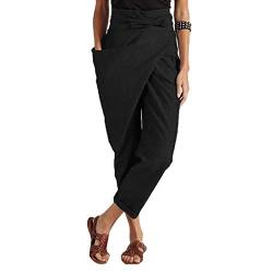 Godoboo Damen Jogginghose 7/8 Strand Hose Haremshose Baggy Casual Haremshose Lange Hose Pumphose Elegant Hose mit Weitem Bein von Godoboo