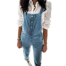 Godoboo Damen Latzhosen Denim Jumpsuit Slim Jeanslatzhose Overall Jumpsuit Playsuit Jeans Hosenanzug Damen Jeanslatzhose von Godoboo