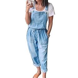 Godoboo Damen Latzhosen Denim Jumpsuit Slim Jeanslatzhose Overall Jumpsuit Playsuit Jeans Hosenanzug Damen Jeanslatzhose von Godoboo