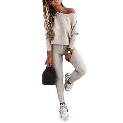 Godoboo Damen Sportanzug Jogginganzug 2 Stück Damen Trainingsanzug Mode Damen Sport Hoodie Casual Hausanzug Zweiteiler Hosenanzug Trainingsanzüge für Damen Set Lange Ärmel Top + Lange Hose von Godoboo