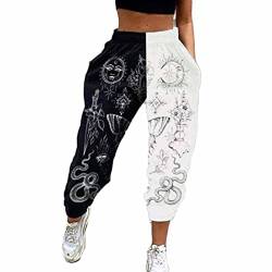 Godoboo Damen Sporthosen Jogginghose Lang Yogahose Freizeithose mit Taschen Bequem Aufdruck Kordelzug Laufhosen Baumwolle High Waist Trainingshose Sweathose für Frauen von Godoboo