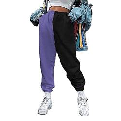 Godoboo Damen Sporthosen Jogginghose Lang Yogahose Freizeithose mit Taschen Bequem Aufdruck Kordelzug Laufhosen Baumwolle High Waist Trainingshose Sweathose für Frauen von Godoboo