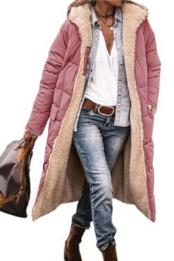 Godoboo Damen Wintermäntel Lang Auf Beiden Pufferjacken Warmer Kapuzenmantel Damen Winterjacke Casual Wintermantel mit Kapuze Frauen Oberbekleidung Outdoorjacke von Godoboo