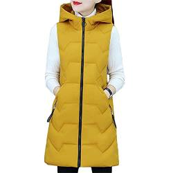 Godoboo Daunenweste Damen Warm Westen Winter Daunenweste Frauen Lang Ultraleicht Ente Daunen Ärmellos Beige Einfarbig Warme Weste Jacke Gilet Für Damen Mädchen Winter Outdoor von Godoboo