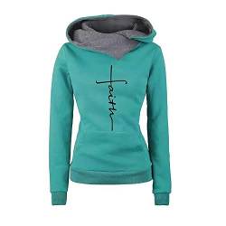 Godoboo Frauen-Kapuzenpullovermit Faith Sweatshirt Print Kapuzen-Langarmpullover mit Kapuze und Kapuze Langarm Hoodie Pullover Hoodie Hooded Shirt von Godoboo