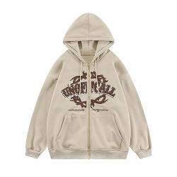 Godoboo Herren Y2K Jacke Zip Up Hoodies Vintage Sweatshirt Hip Hop Hoodie 90er Unisex Locker Sweatjacke Kapuzenpullover für Herren Sweatjacke mit Kapuze von Godoboo