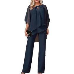 Godoboo Hosenanzug Damen 2 Teiliges Set Spitze Chiffon Shirt Und Hohe Hosenanzug Tüll Abendanzug Sets Hosenanzug Cocktail Party Spitzen Vintage Lange Hose Abendanzug Outfit von Godoboo