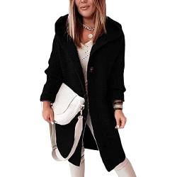 Godoboo Lang Cardigan Kapuzenpullover Damen Strickjacke Grobstrickjacke Strickmantel mit Kapuze Cardigan Strickpullover Jacke Sweater Outerwear Herbst Winter von Godoboo