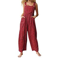 Godoboo Latzhose Damen Retro Arbeitshose Baumwolle Damen Jumpsuit Sommer Elegant Lange Overall mit Taschen Oversize Latzhose Overall Hosen von Godoboo