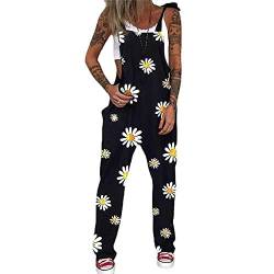 Godoboo Latzhose Damen Retro Arbeitshose Baumwolle Damen Jumpsuit Sommer Elegant Lange Overall mit Taschen Oversize Latzhose Overall Hosen von Godoboo