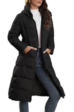 Godoboo Wintermantel Damen Lang Warm Langer Daunenmantel mit Kapuze Winterdicke Winterjacke Damen Übergangsjacke Hemdjacke Winter Mantel Hemdjacke Windbreaker Hemdmantel Windjacke Freizeitmantel von Godoboo